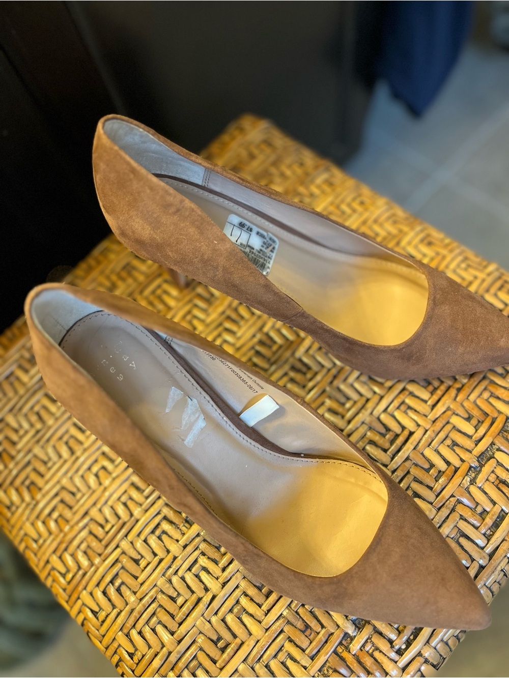 Zara Suede Pointed-Toe Pumps - Brown